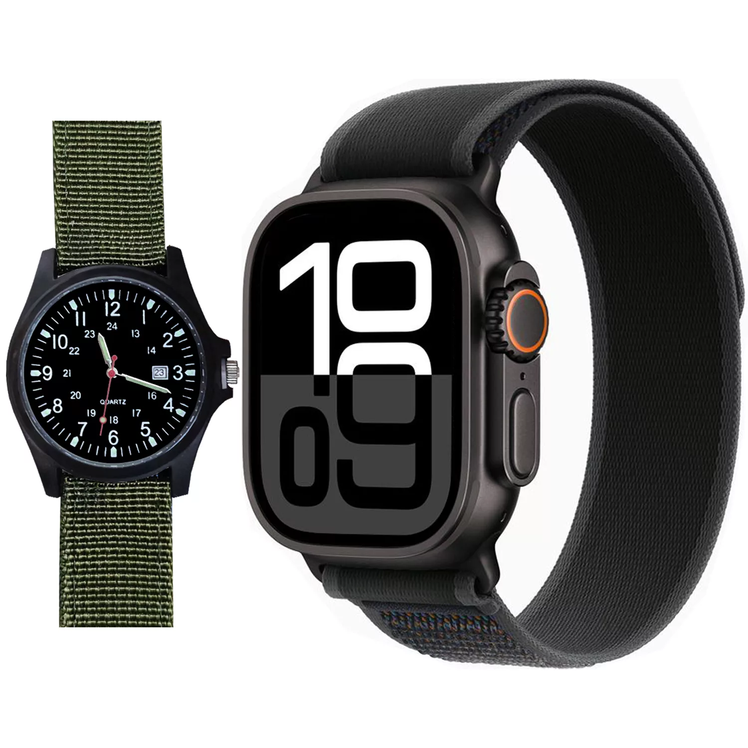 ساعت هوشمند 2.02 اینچی ویکتوری مدل HX9 ULTRA MAX با بند پارچه ای به همراه ساعت مچی