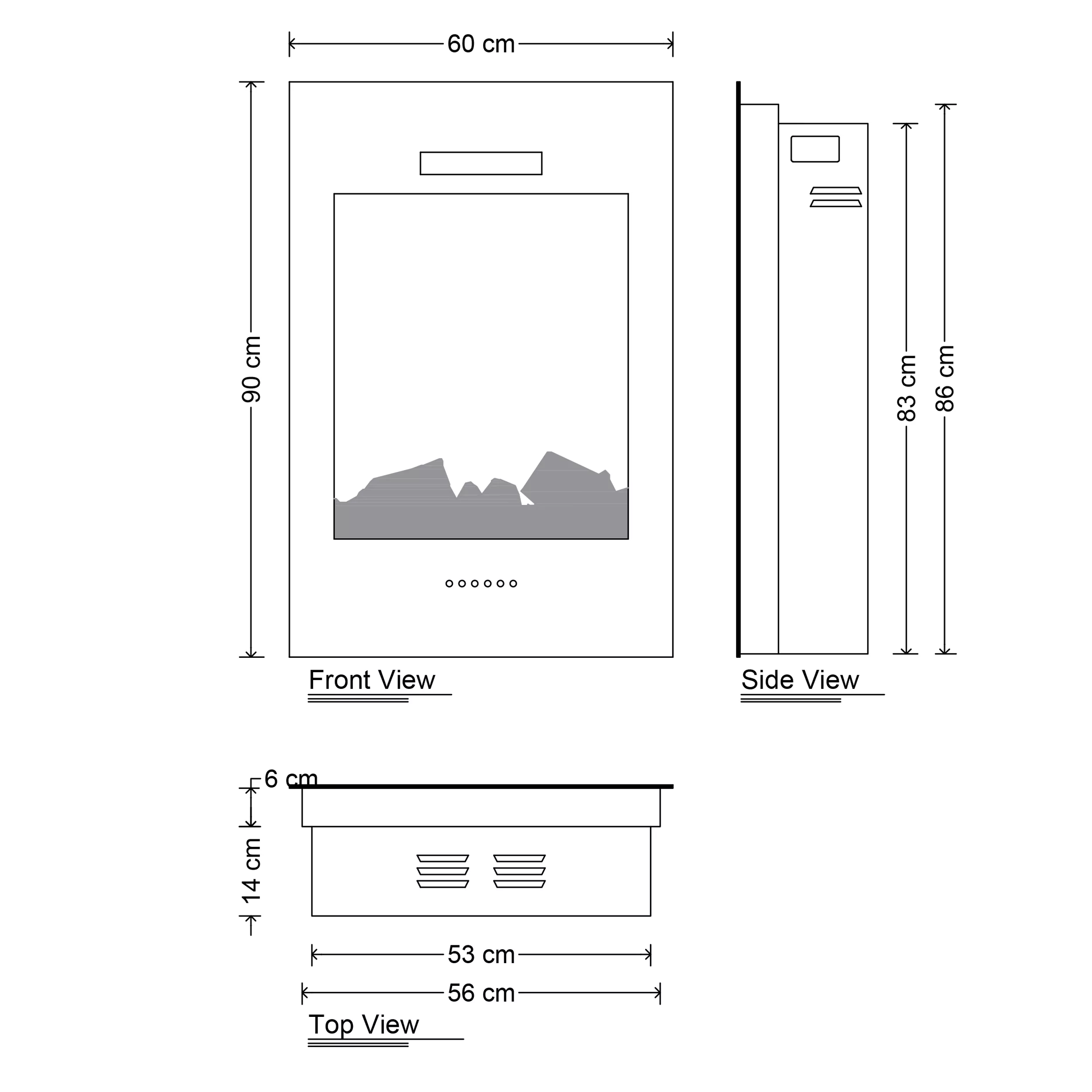 شومینه برقی شومینه اچ بی مدل ID6838-60