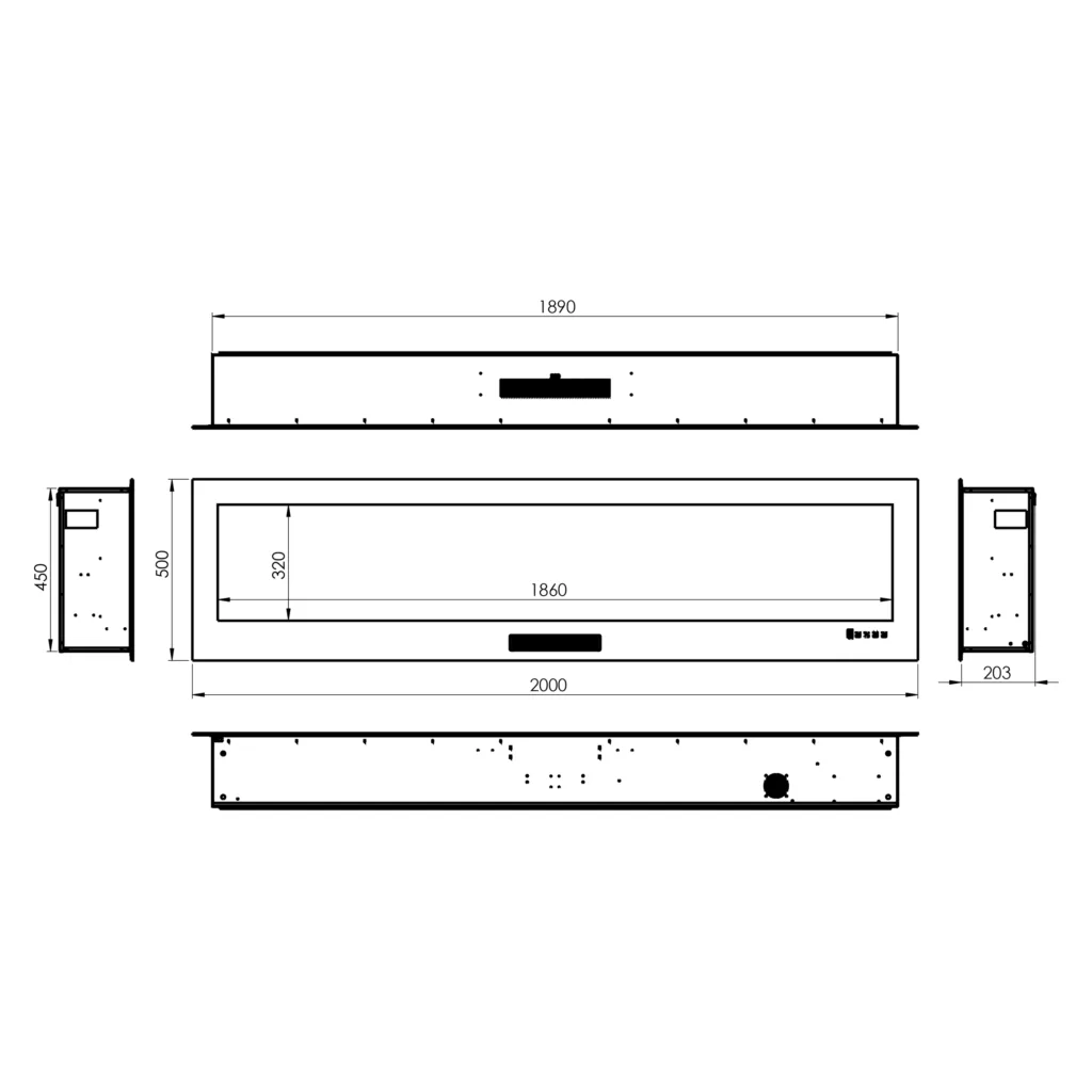 شومینه دیواری برقی شومینه آوالون مدل سانتا پلاس 200