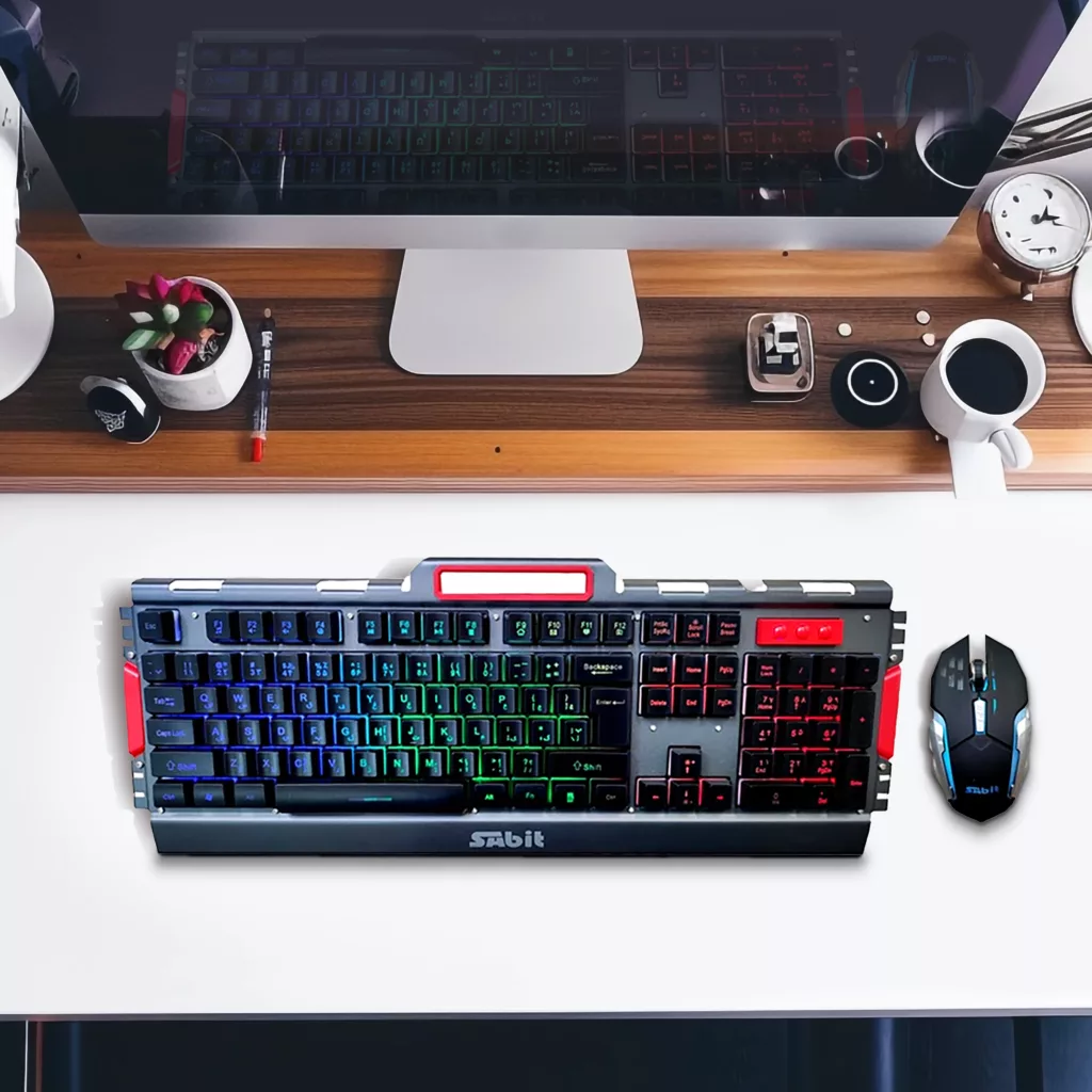 کیبورد گیمینک سابیت مدل GMK-5010 همراه با موس، Full-size، نورپردازی RGB