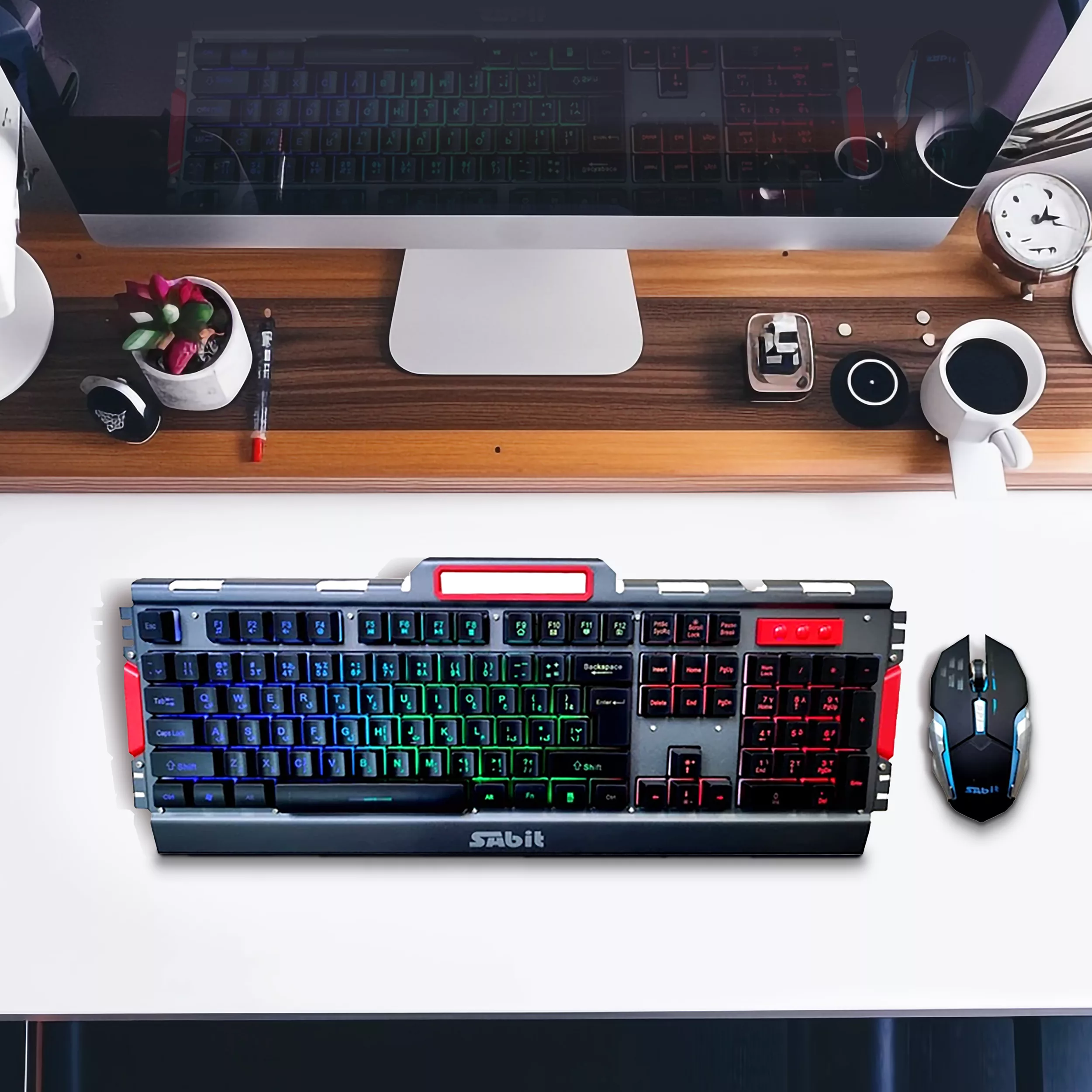 کیبورد گیمینک سابیت مدل GMK-5010 همراه با موس، Full-size، نورپردازی RGB