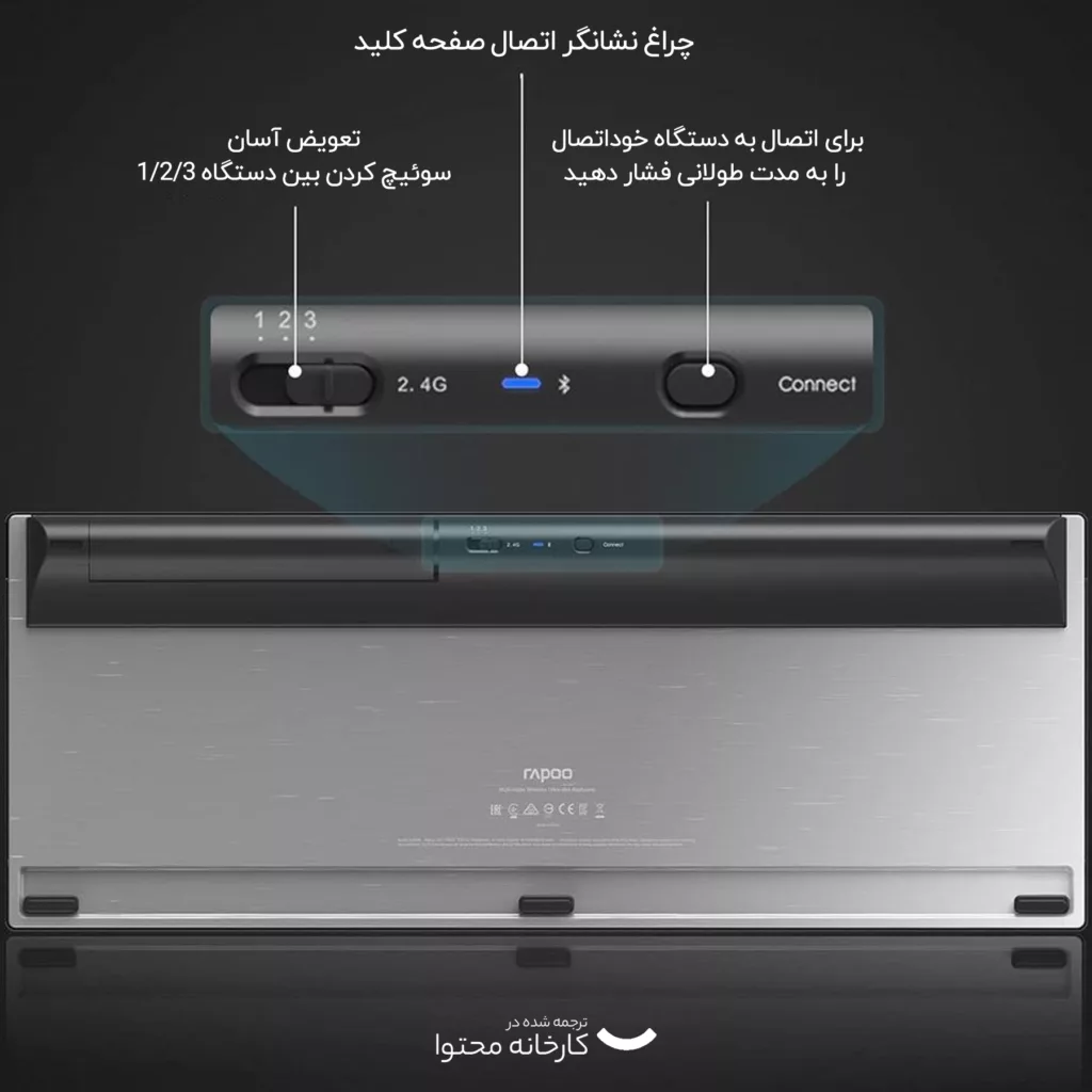 کیبورد و ماوس بی سیم رپو مدل 9900M، سوییچ ممبران ، Full Size