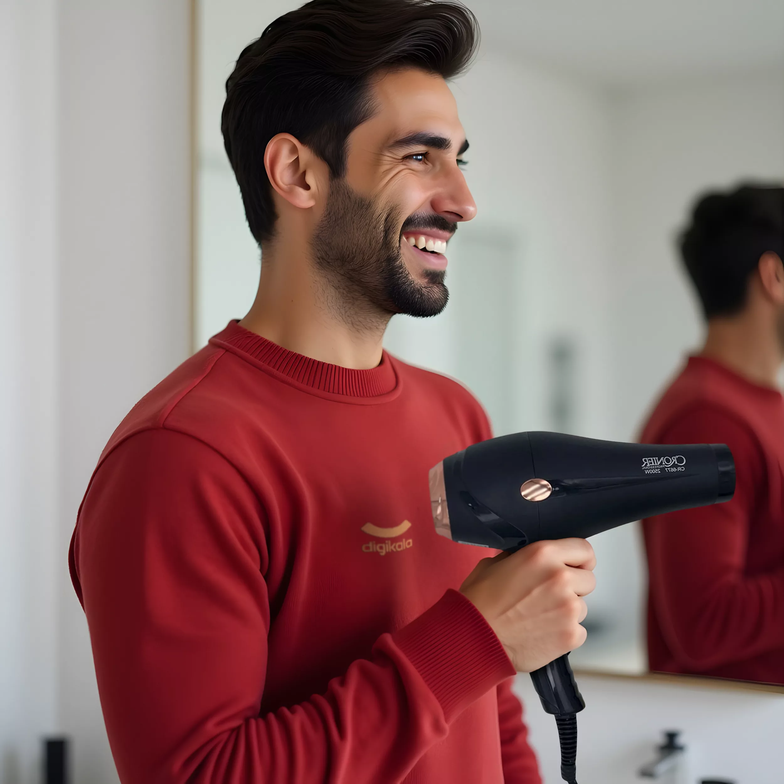 سشوار نیمه حرفه‌ای کرونر مدل CR-6677 2500W، موتور AC، توان مصرفی 2500 وات، دارای قابلیت باد سرد، فناوری تولید یون، وزن 540 گرم، به همراه 2 عدد سری متمرکزکننده