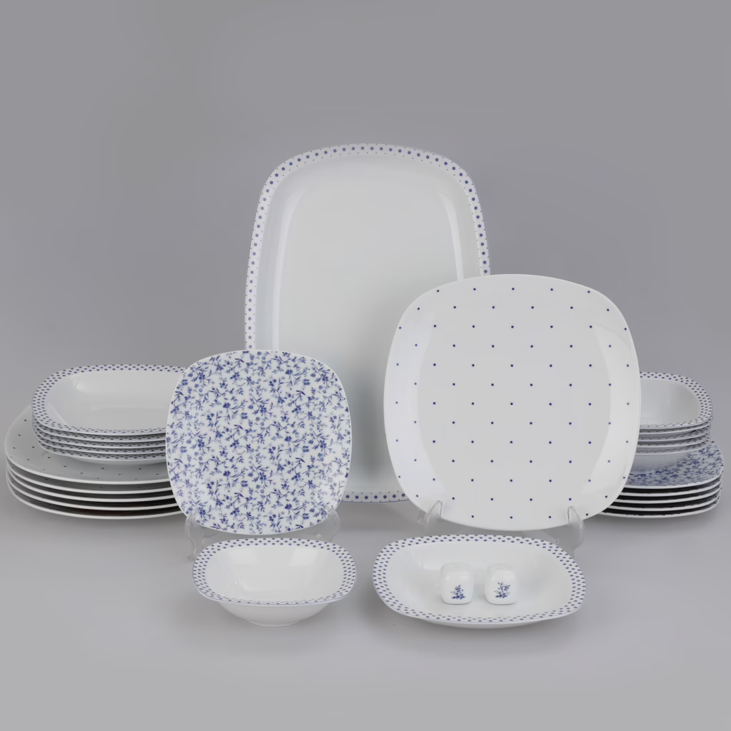 سرویس غذاخوری 27 پارچه 6 نفر چینی زرین ایران مدل کواترو ورنیکا درجه عالی