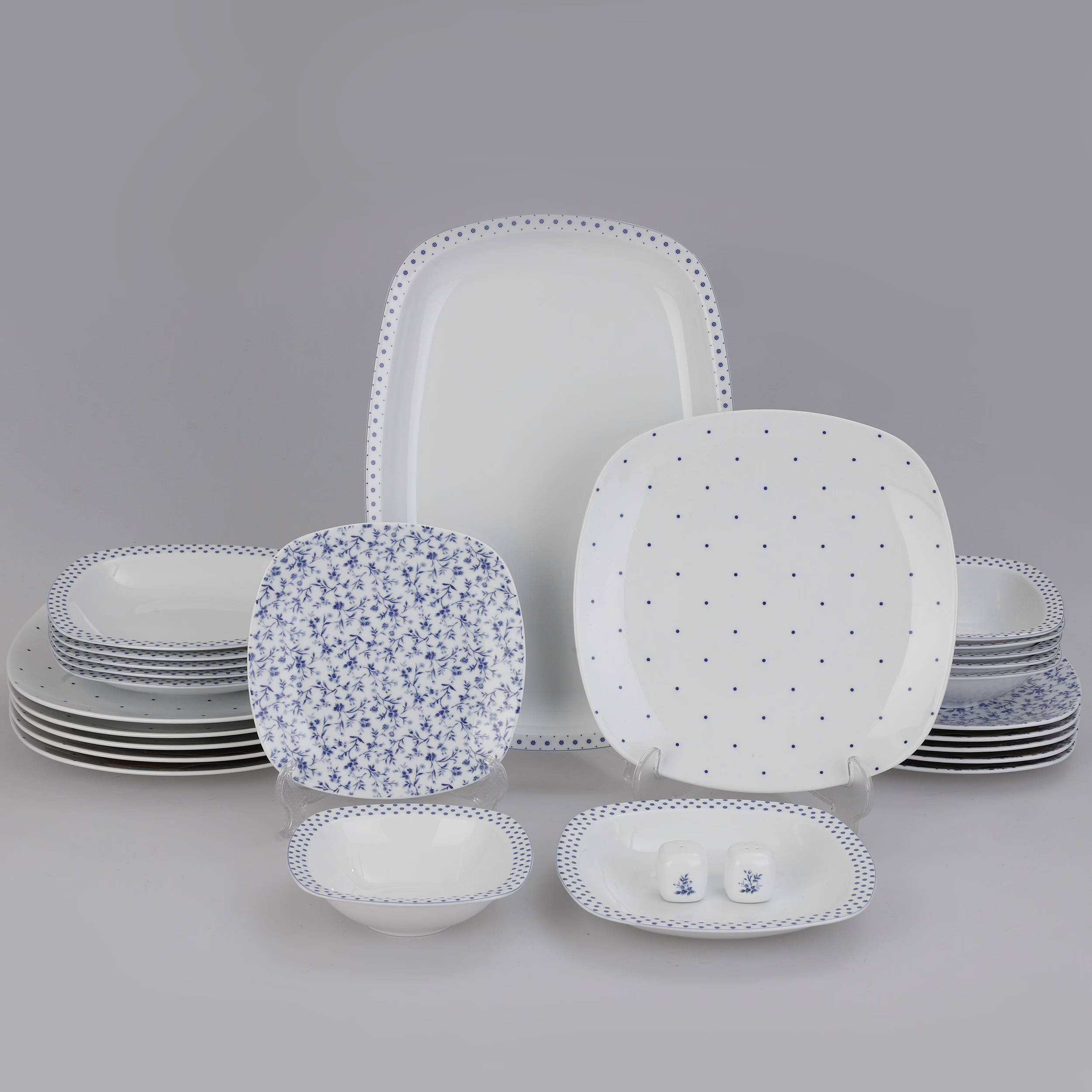 سرویس غذاخوری 27 پارچه 6 نفر چینی زرین ایران مدل کواترو ورنیکا درجه عالی