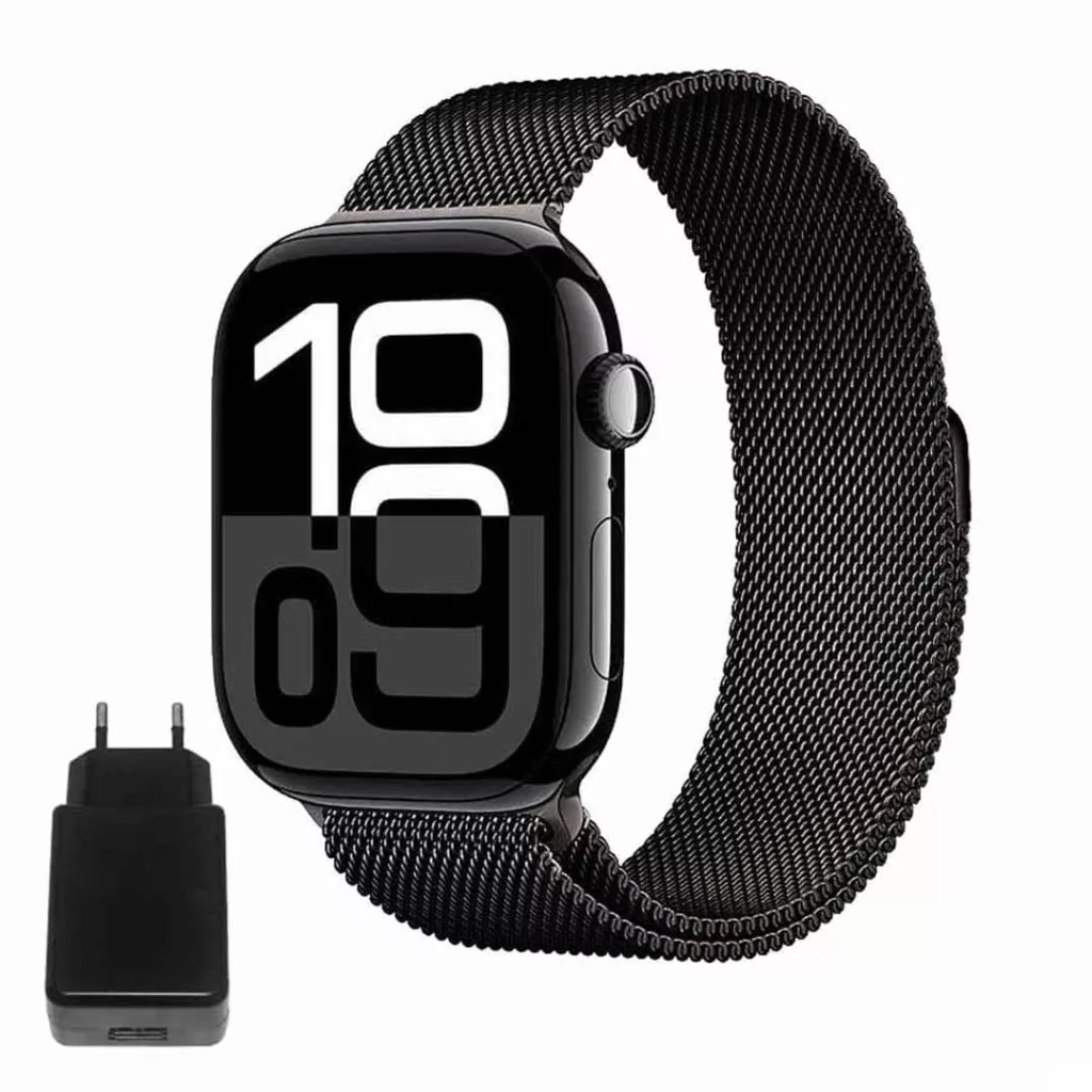 ساعت هوشمند 46 میلی متری ورنا مدل T46 Pro max با بند فلزی به همراه 2 بند اضافه و شارژر