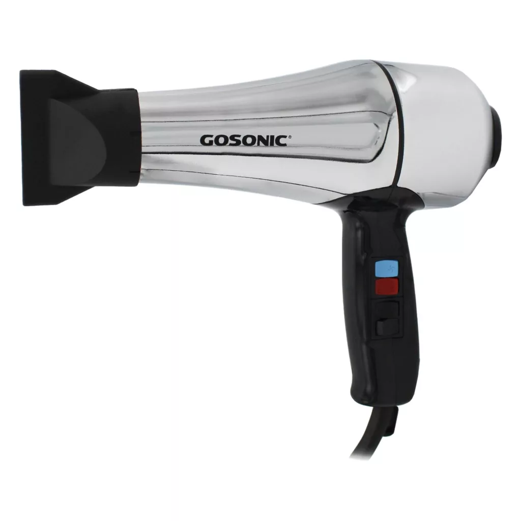 سشوار حرفه ای گوسونیک مدل GHD-229، موتور AC با توان مصرفی 1800 وات، دارای قابلیت باد سرد، فناوری تولید یون، وزن 892 گرم، تنظیم حرارت 3 حالته و کنترل سرعت 2 حالته، به همراه 1 عدد سری متمرکزکننده