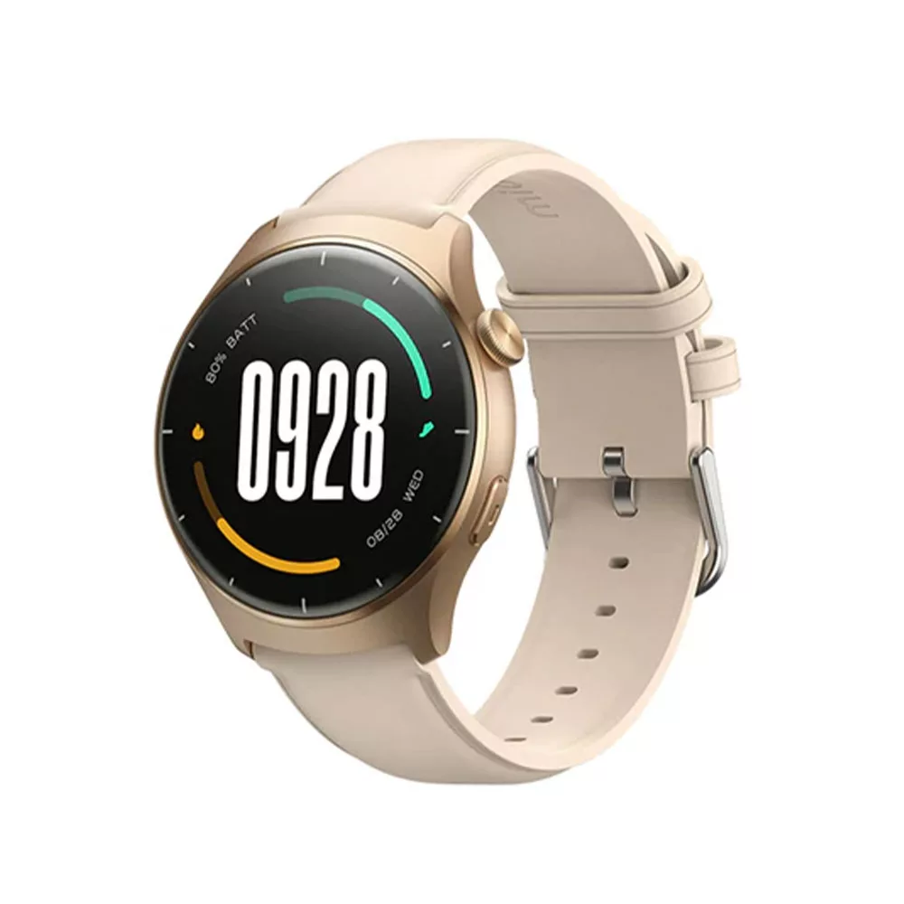 ساعت هوشمند میبرو مدل Watch Lite 3 مناسب برای ورزش، روزمره، رسمی، دارای قابلیت‌های صفحه نمایش رنگی و لمسی، قابلیت مکالمه از طریق بلوتوث، بند چرم، فرم صفحه دایره