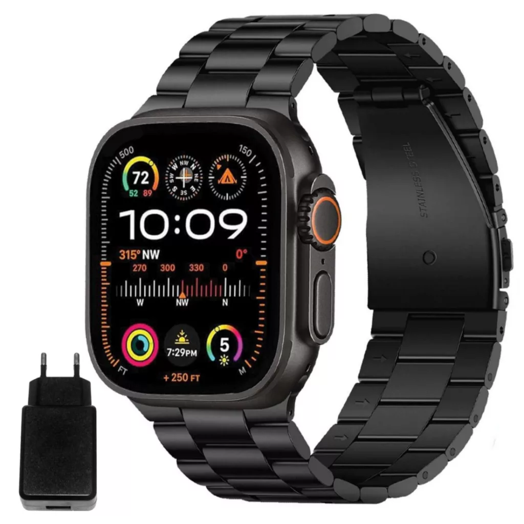 ساعت هوشمند  49 میلی متری ورنا مدل T49 Ultra با بند فلزی به همراه 2 بند اضافه و شارژر