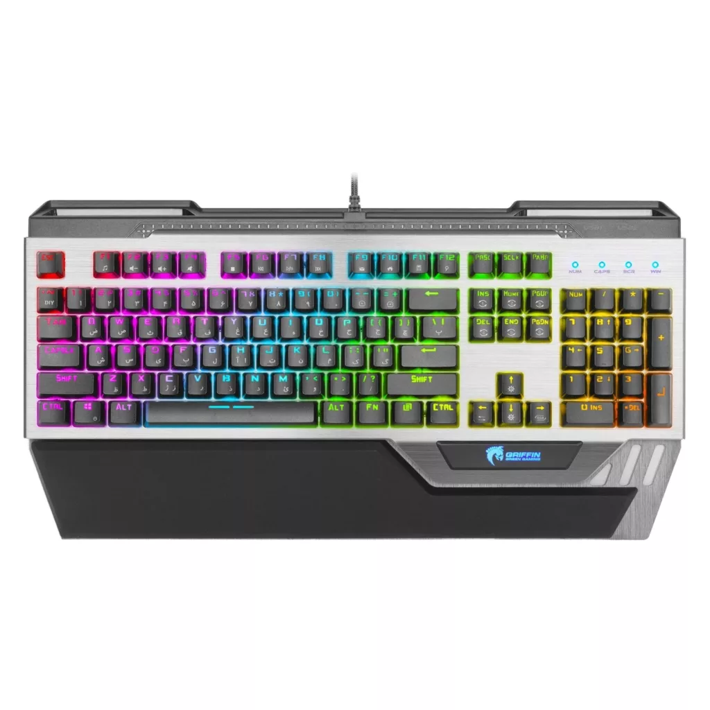 کیبورد گیمینگ گرین مدل GK803-RGB، مکانیکال سوییچ آبی، Full-Size، نورپردازی RGB