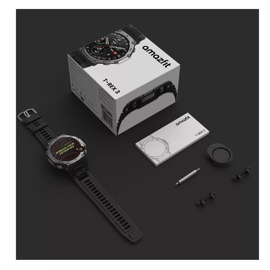 ساعت هوشمند امیزفیت مدل MMD TREX 3 AWARE  دارای قابلیت های صفحه نمایش رنگی، صفحه نمایش لمسی، کنترل موسیقی (Music Player)، پشتیبانی از زبان فارسی در منو و سیستم‌عامل بند سیلیکون