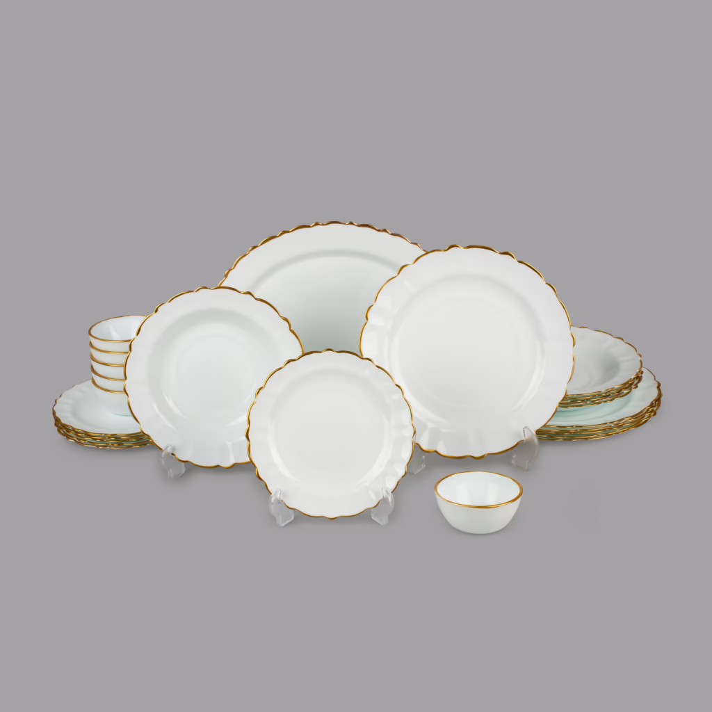 سرویس غذا خوری 25 پارچه 6 نفره لئون مدل خط طلا