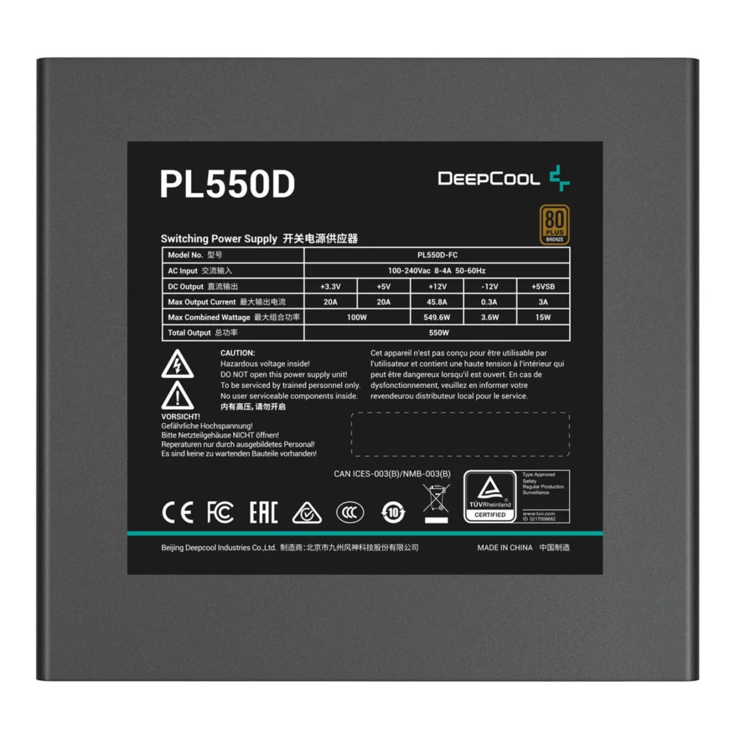 منبع تغذیه کامپیوتر دیپ کول مدل PL550D (ATX3.1)