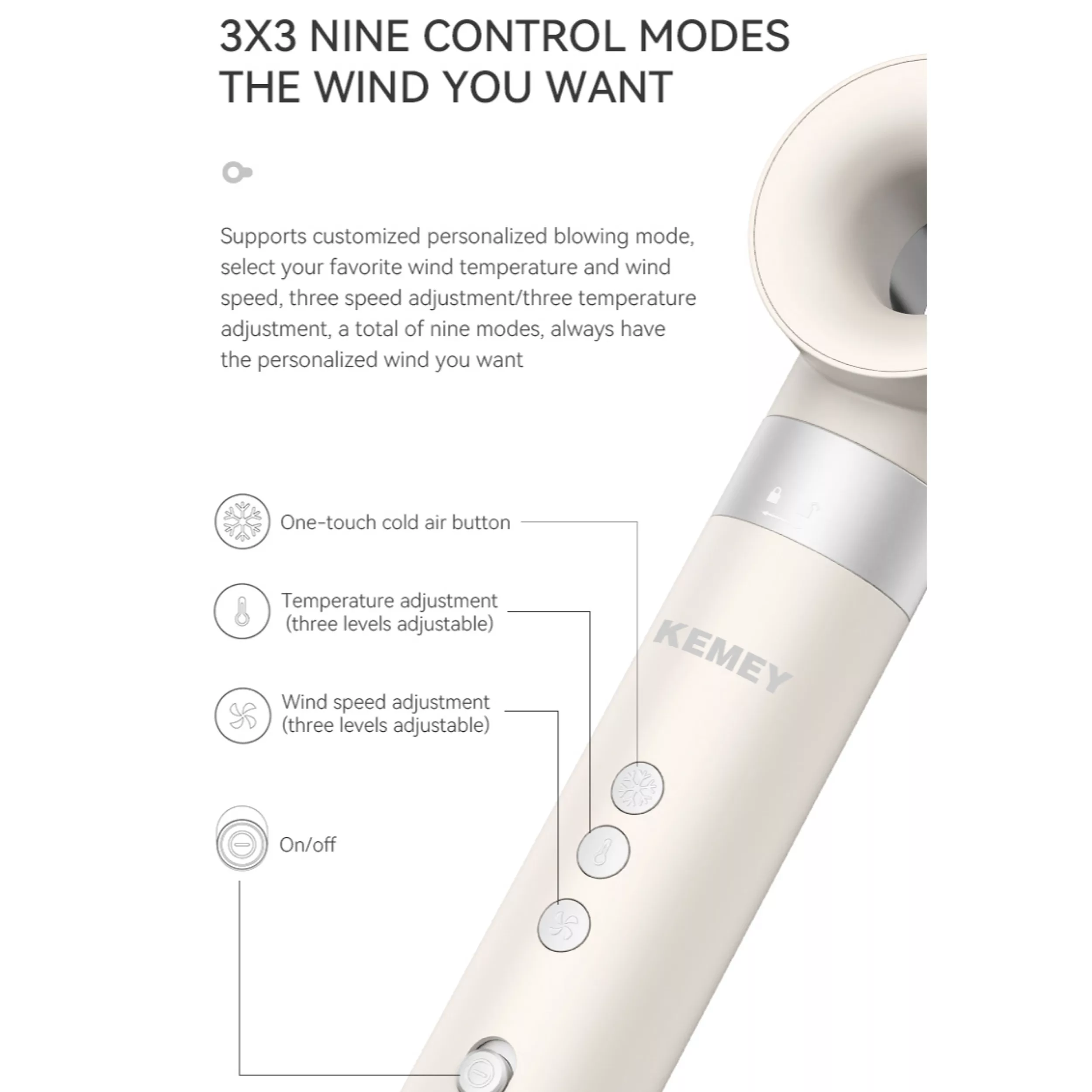 سشوار حرفه‌ای 1500 وات کمی مدل KM-6896 6in1