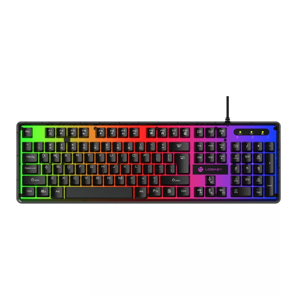 کیبورد گیمینگ لاجی کی مدل K230B، سوییچ ممبران، Full-Size، نورپردازی RGB