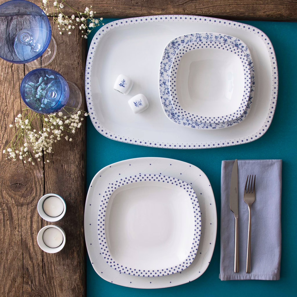 سرویس غذاخوری 27 پارچه 6 نفر چینی زرین ایران مدل کواترو ورنیکا درجه عالی