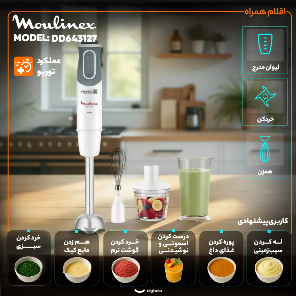 گوشت کوب برقی چندکاره 800 وات مولینکس مدل DD643127