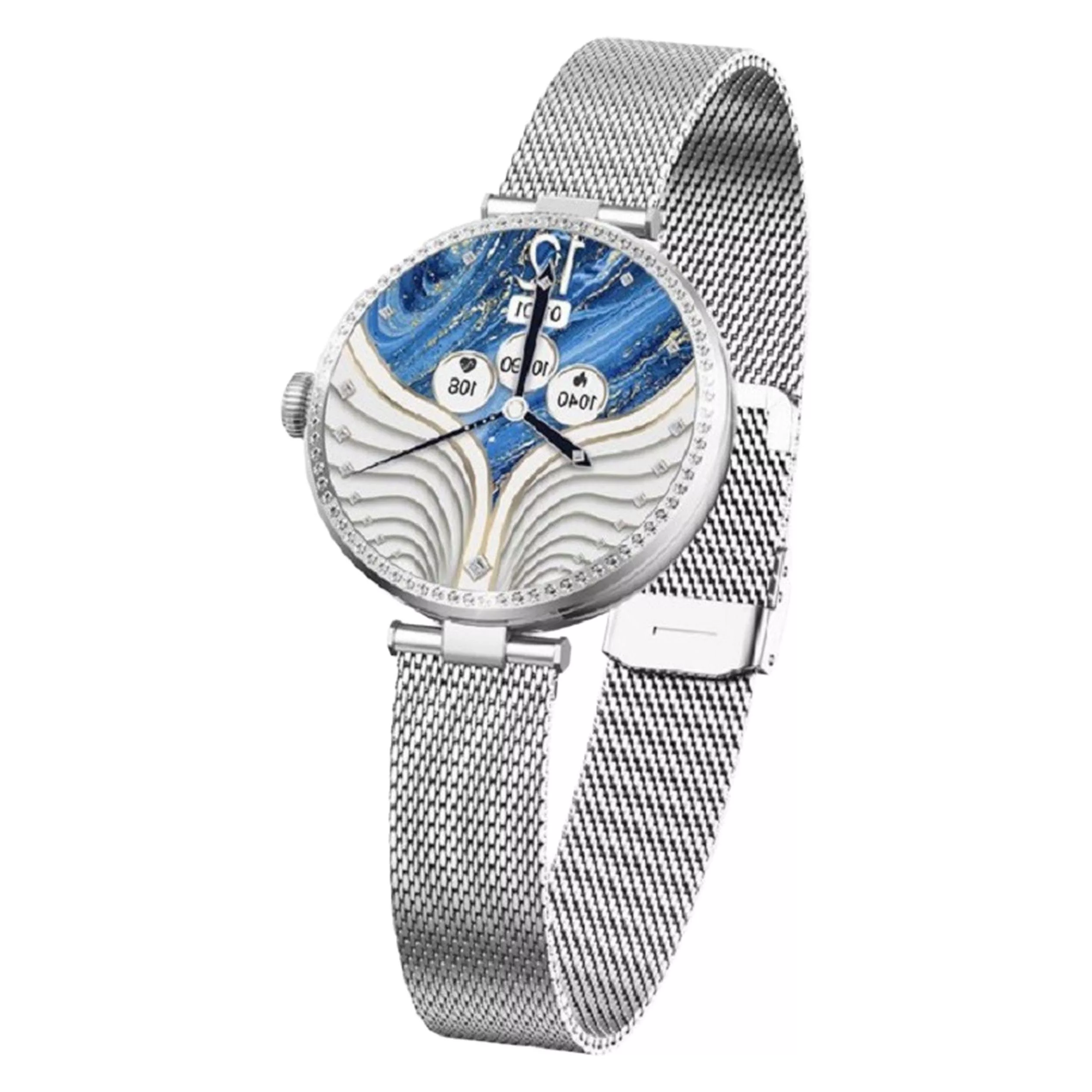 ساعت هوشمند گلوریمی مدل GL1 (مخصوص بانوان) دارای قابلیت های قابلیت مکالمه از طریق بلوتوث بند استیل