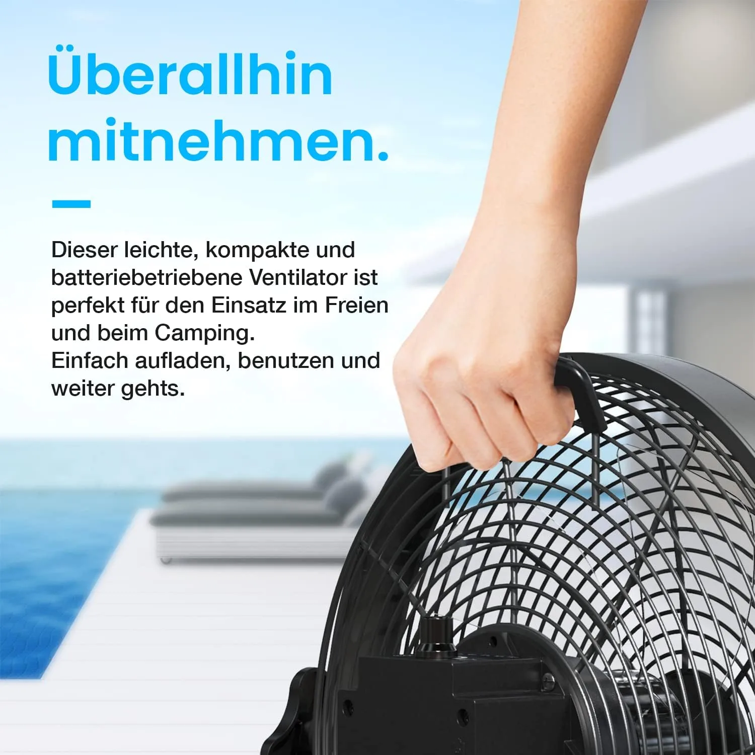 پنکه شارژی پرو بریز مدل ‎PB-F10-EU ظرفیت 1800 میلی آمپر ساعت