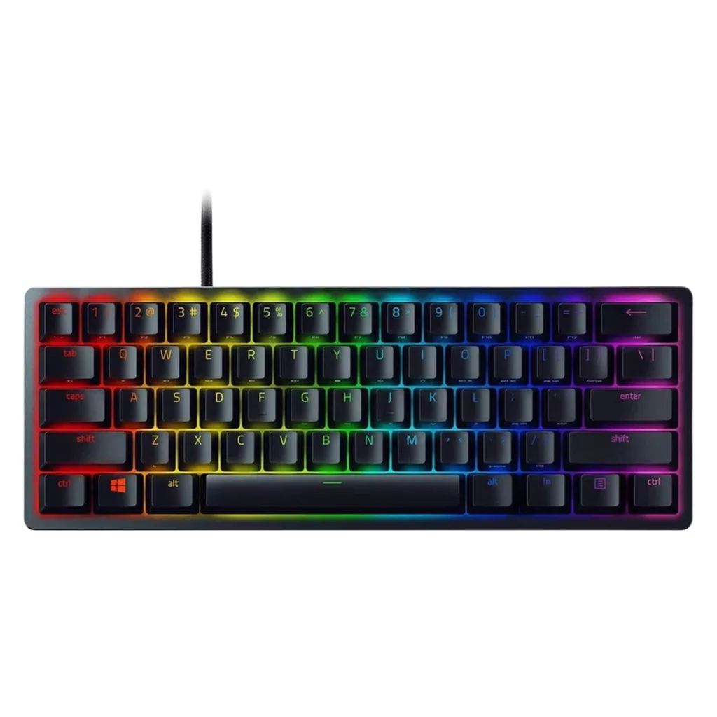 کیبورد گیمینگ ریزر مدل Huntsman Mini، سوییچ مکانیکال Optical بنفش، Tenkeyless، نورپردازی RGB