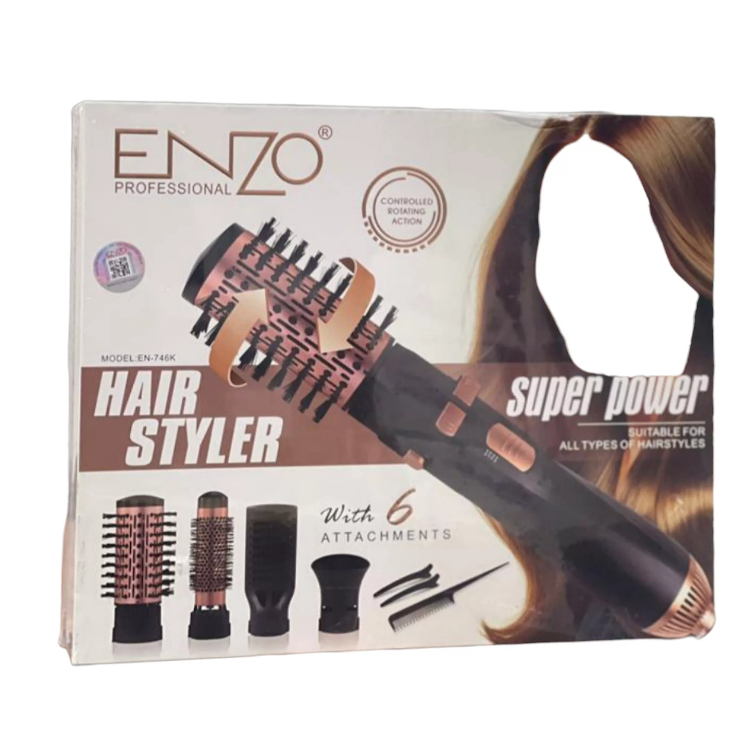 سشوار برسدار چرخشی 1200 وات انزو پروفیشینال مدل EN-746K 5in1+