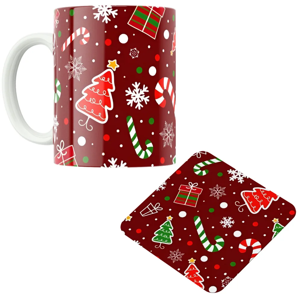 ماگ پاد آفرین مدل کریسمس کد DKC1313 به همراه زیر لیوانی