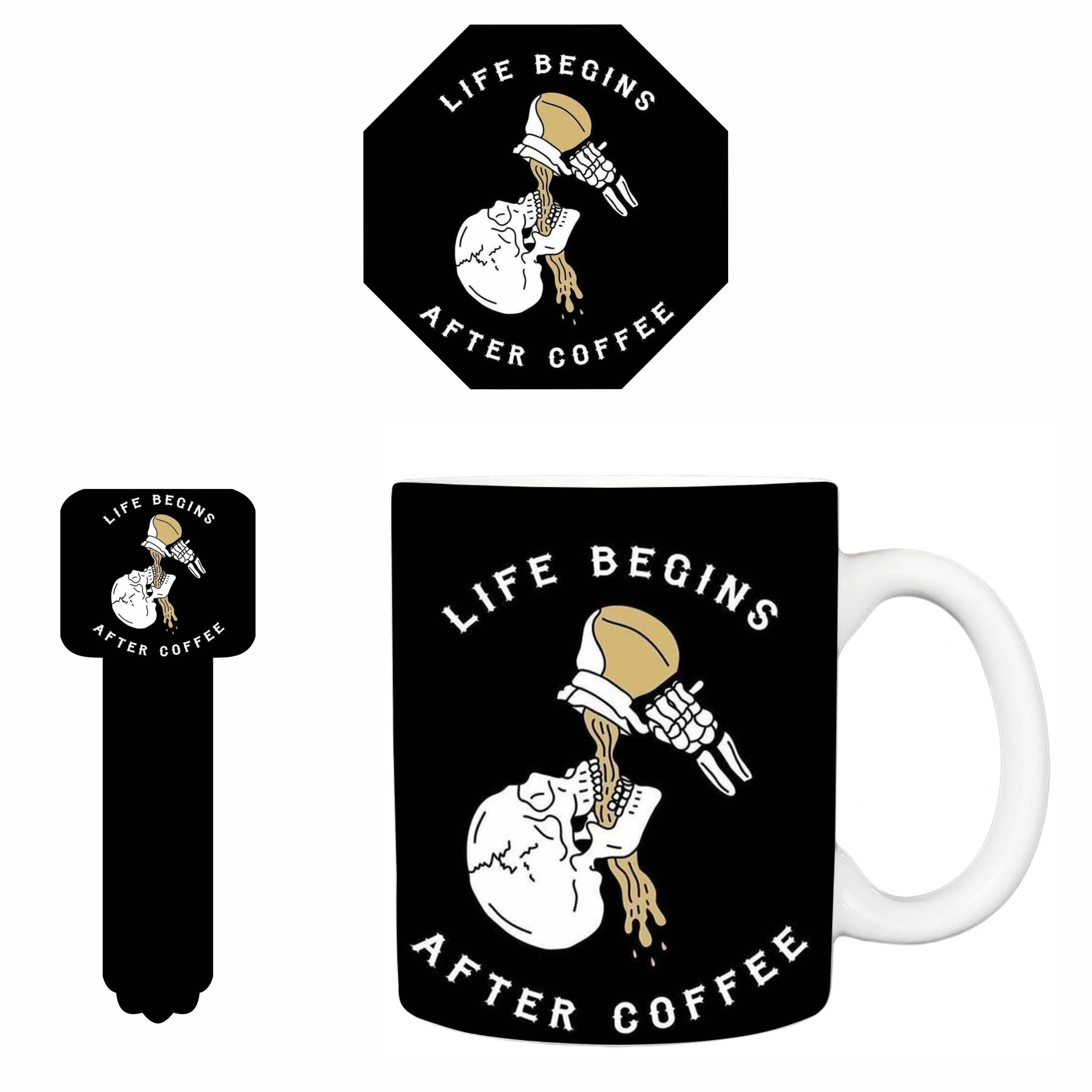 ماگ مدل 133به همراه زیرلیوانی و بوک مارک