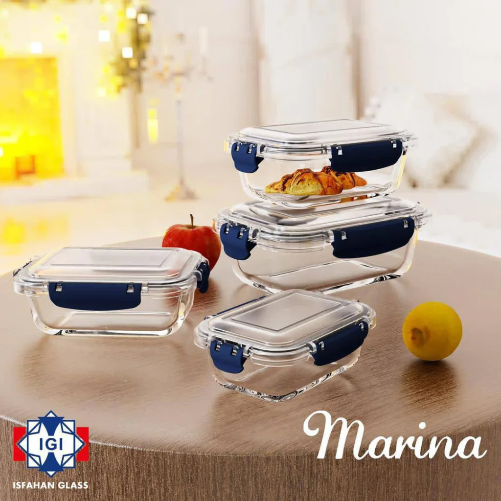 ظرف نگهدارنده شیشه و بلور اصفهان مدل مارینا مجموعه 4 عددی