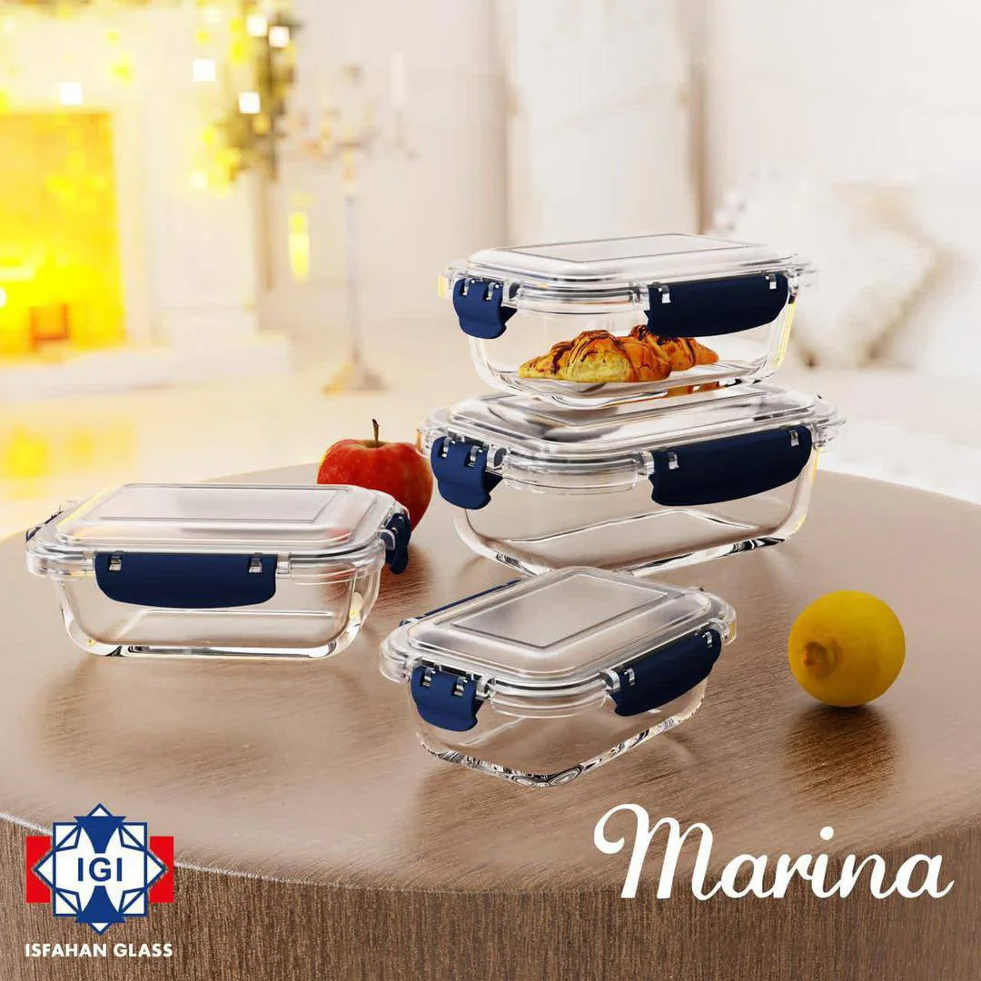 ظرف نگهدارنده شیشه و بلور اصفهان مدل مارینا مجموعه 4 عددی