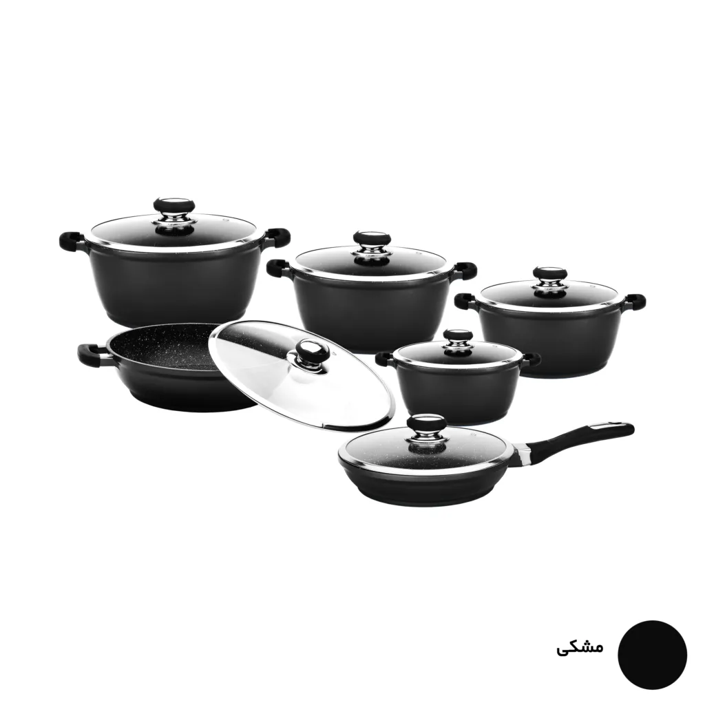 سرویس قابلمه و تابه گرانیت 12 پارچه زرساب مدل گریپ