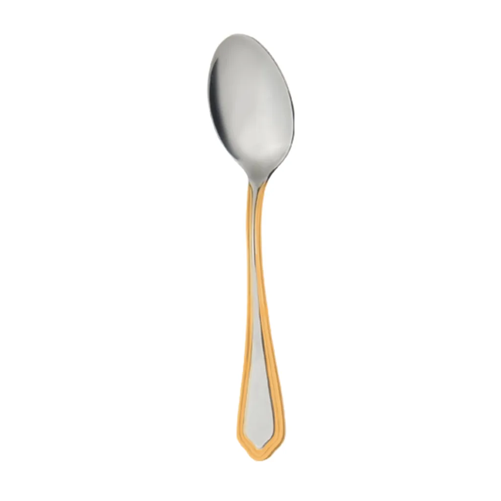قاشق چای خوری ناب استیل مدل ونیز دورطلایی بسته 6 عددی