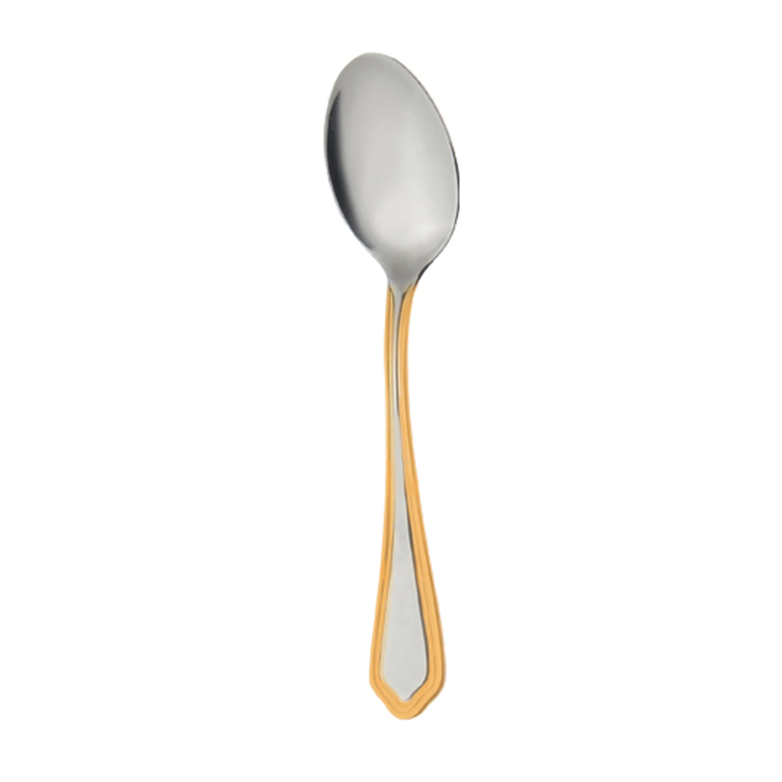قاشق چای خوری ناب استیل مدل ونیز دورطلایی بسته 6 عددی