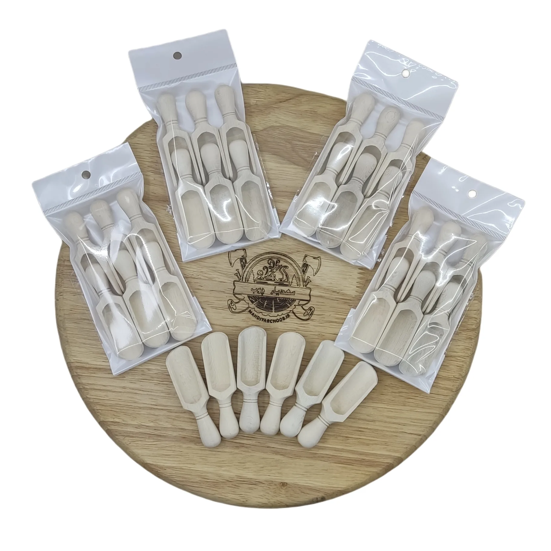 قاشق ادویه مدل سرتاس چوبی کد s 401 بسته 12 عددی