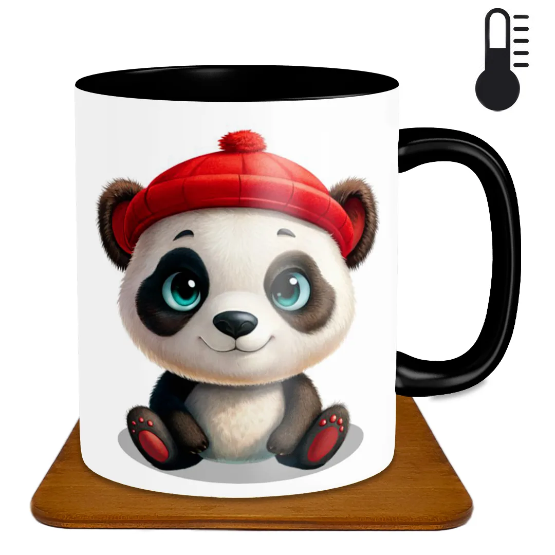 ماگ حرارتی طرح پاندا همراه زیرلیوانی مدل HF1004