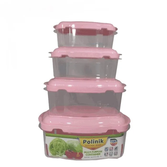 ظرف نگهدارنده پلی نیک مدل مستطیل مجموعه 4 عددی