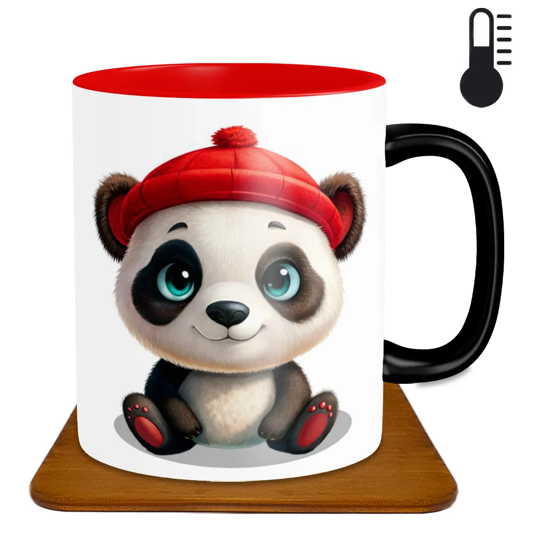 ماگ حرارتی طرح پاندا همراه زیرلیوانی مدل HF1004