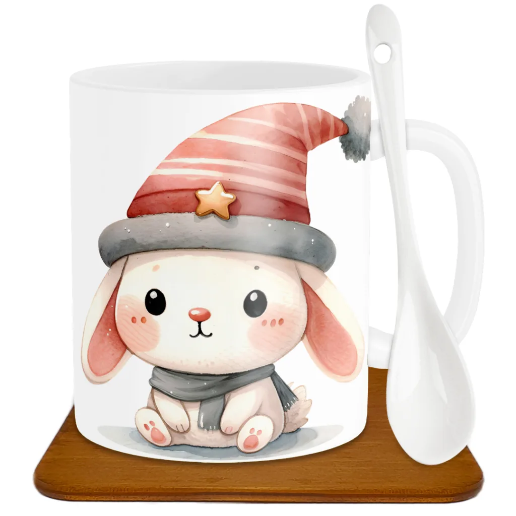 ماگ طرح خرگوش کوچولو مدل S1015 به همراه زیر لیوانی