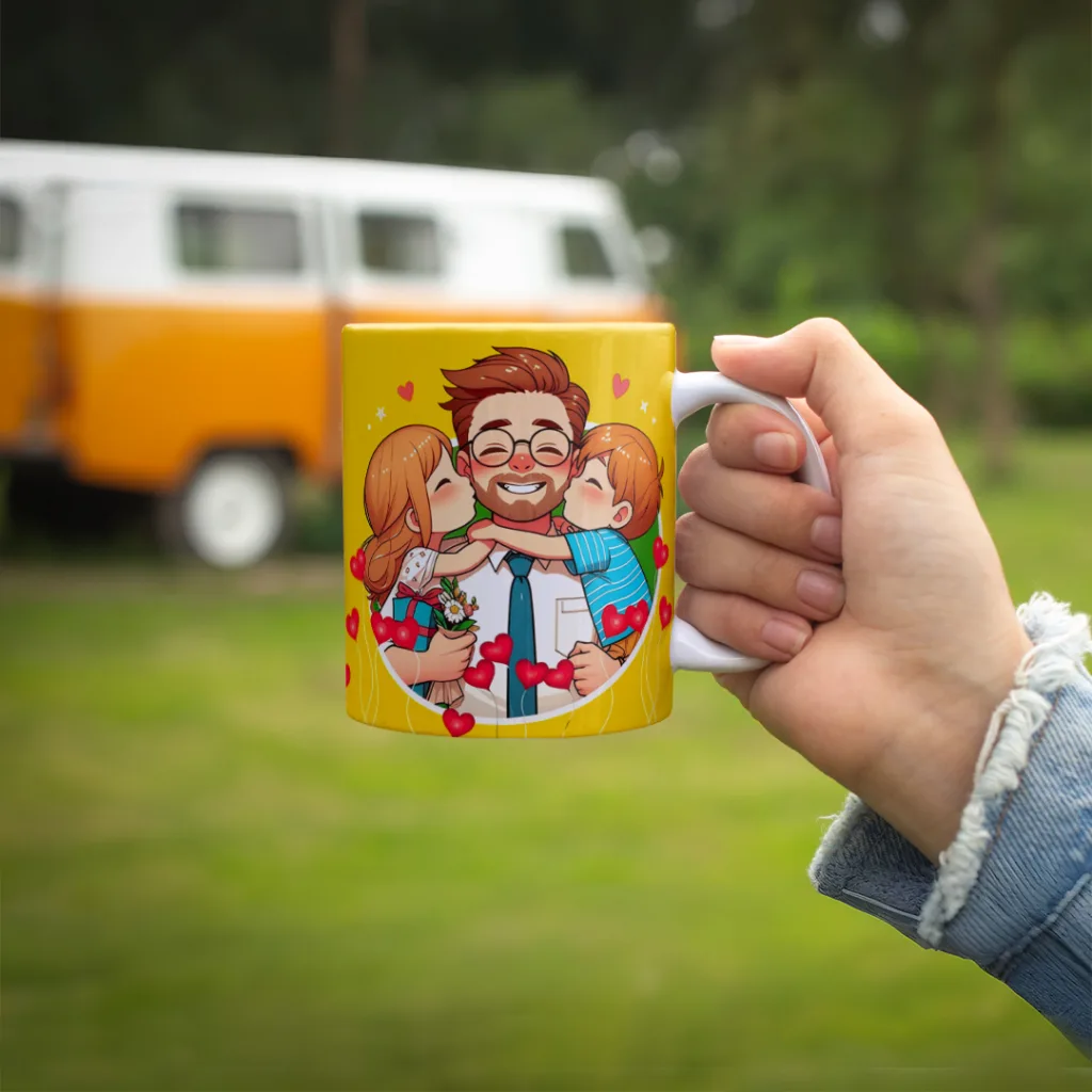 ماگ حرارتی طرح پدر کد H1046 به همراه زیر لیوانی و قاشق