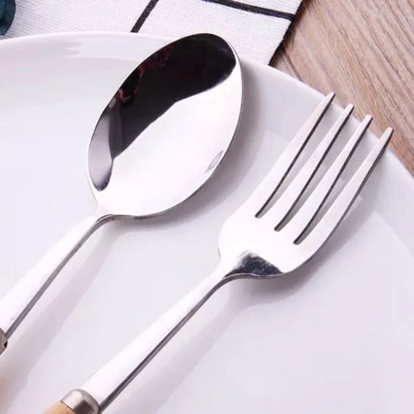 سرویس قاشق و چنگال 12 پارچه مدل چوب و استیل