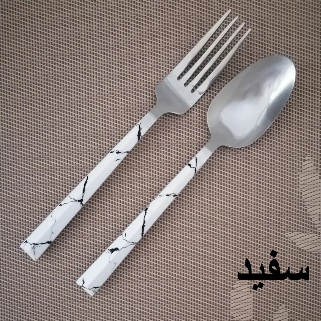 قاشق چنگال غذاخوری 2 پارچه ام جی مدل ماربل