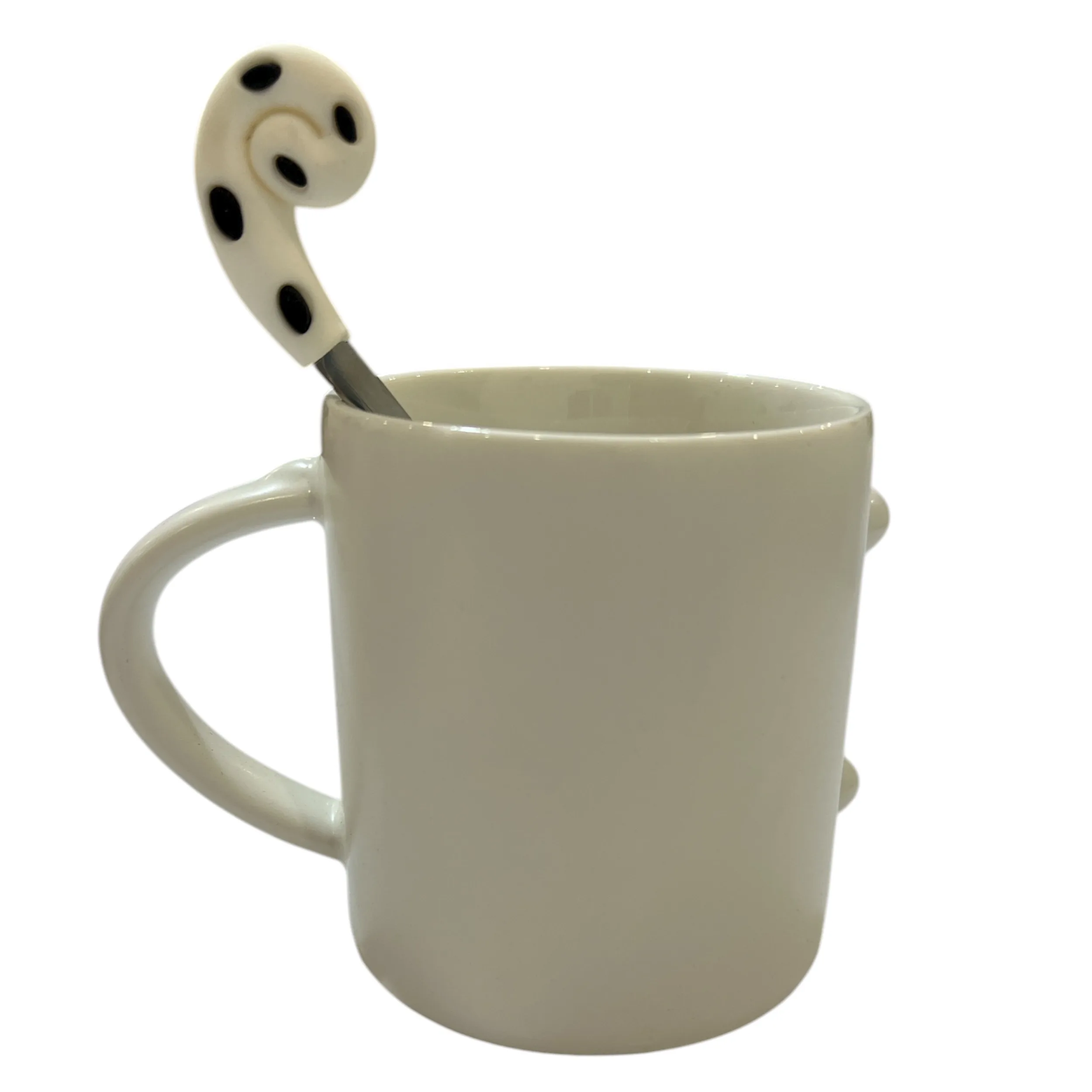 ماگ مدل درب دار به همراه قاشق طرح گربه گوش دار