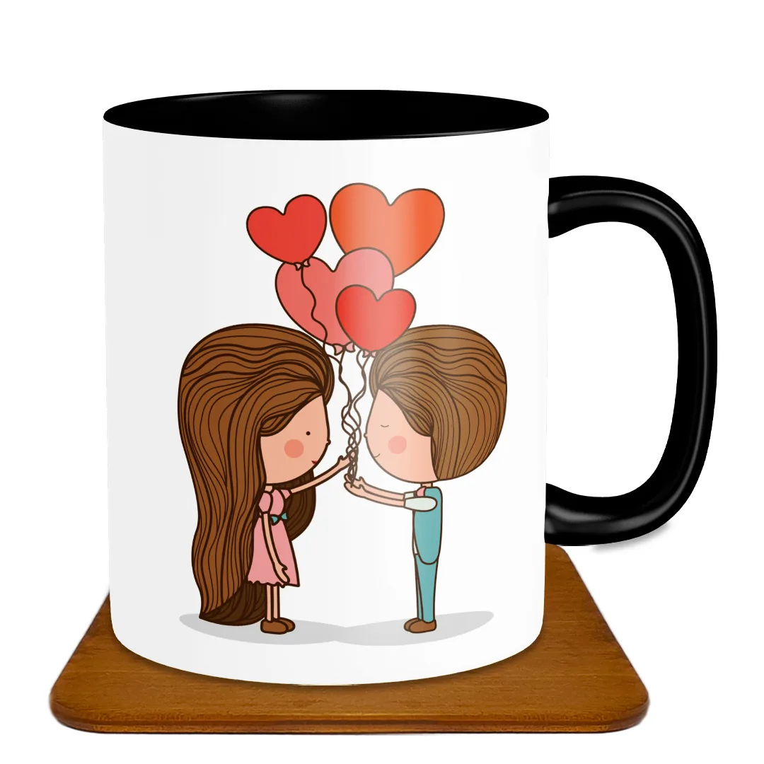 ماگ طرح عاشقانه مدل SF1010 به همراه زیر لیوانی