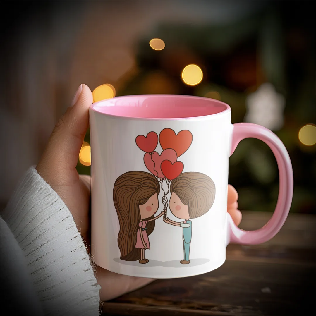 ماگ طرح عاشقانه مدل SF1010 به همراه زیر لیوانی