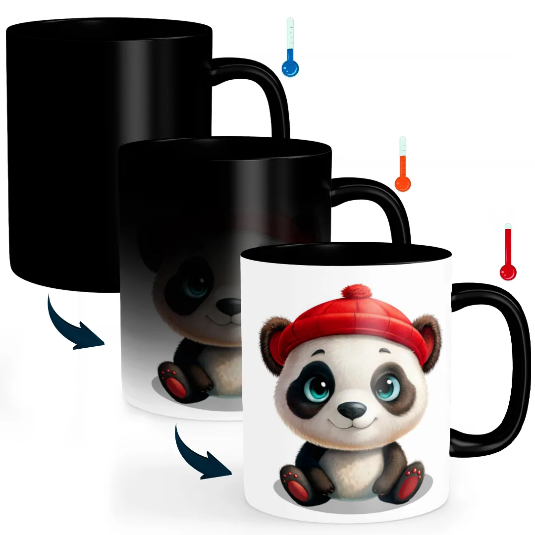 ماگ حرارتی طرح پاندا همراه زیرلیوانی مدل HF1004