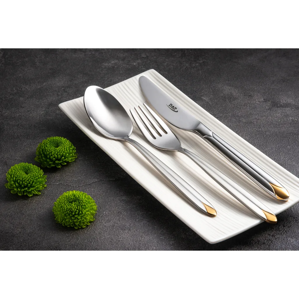 سرویس قاشق و چنگال 12 پارچه ناب استیل مدل پالرمو طلایی