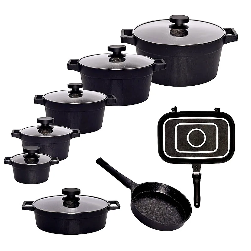 سرویس قابلمه و تابه گرانیت 15 پارچه مدل UN-8500 Jahizie