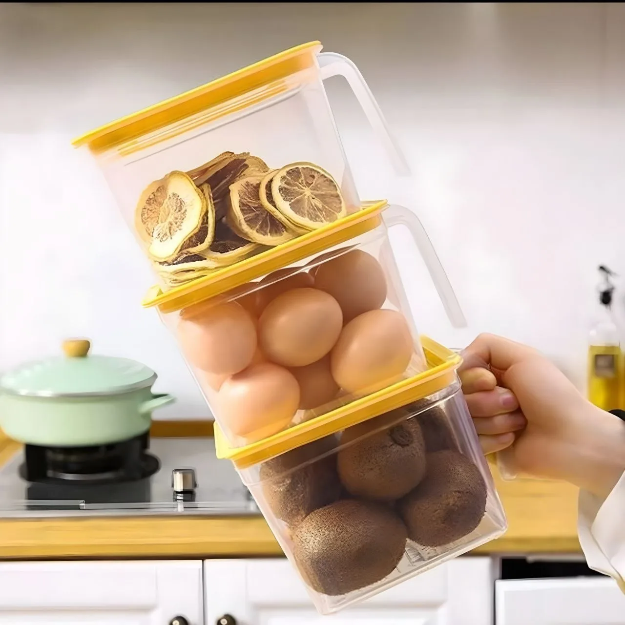 ظرف نگهدارنده مدل دسته دار بسته 3 عددی