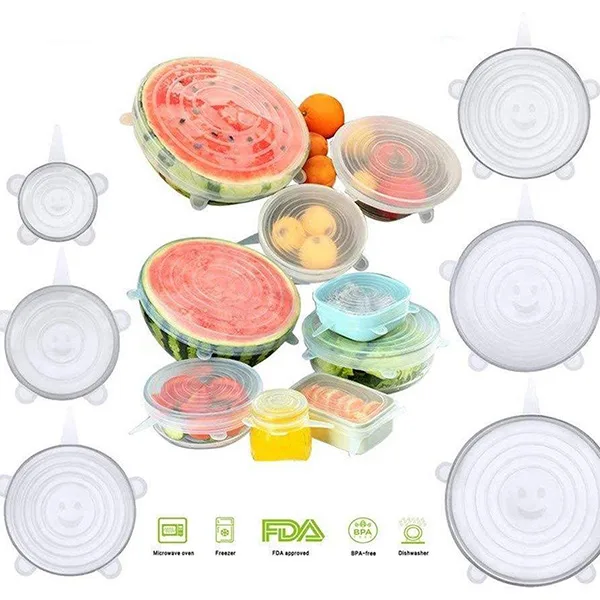 درپوش ظرف مدل سیلیکونی مجموعه 6 عددی