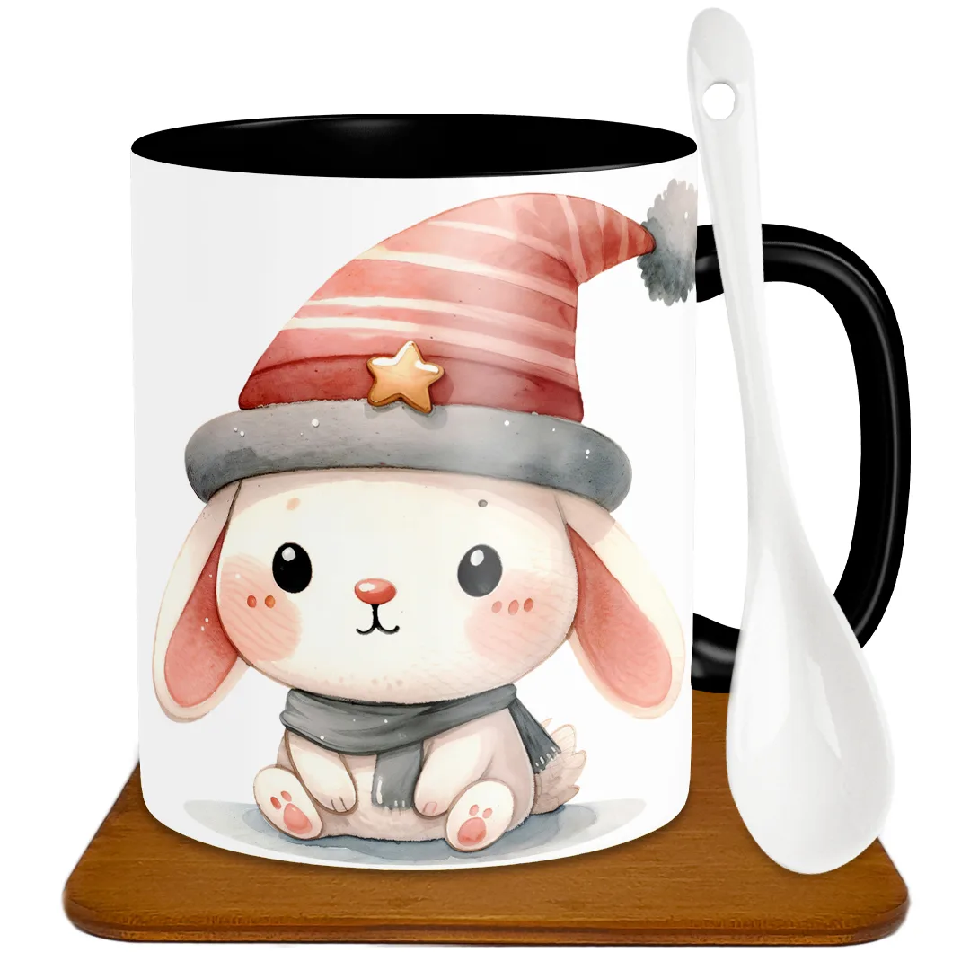 ماگ طرح خرگوش کوچولو مدل S1015 به همراه زیر لیوانی