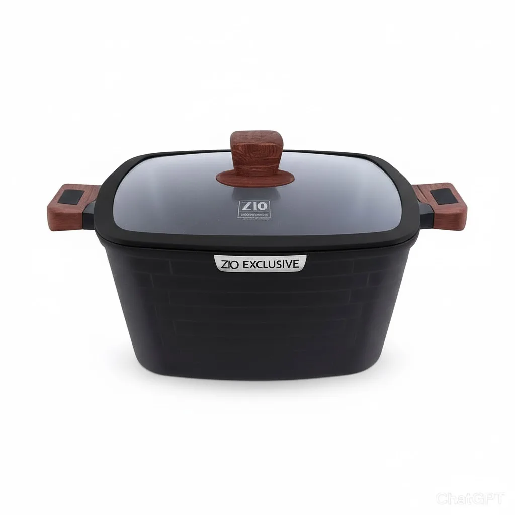 سرویس قابلمه و تابه گرانیتی ۱۰ پارچه زیو مدل ZCS-8550CASTLE BLACK SERIES